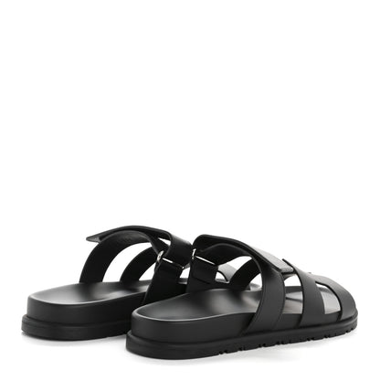 Hermes Calfskin Womens Chypre Sandals 39.5 Black 10 of 18
