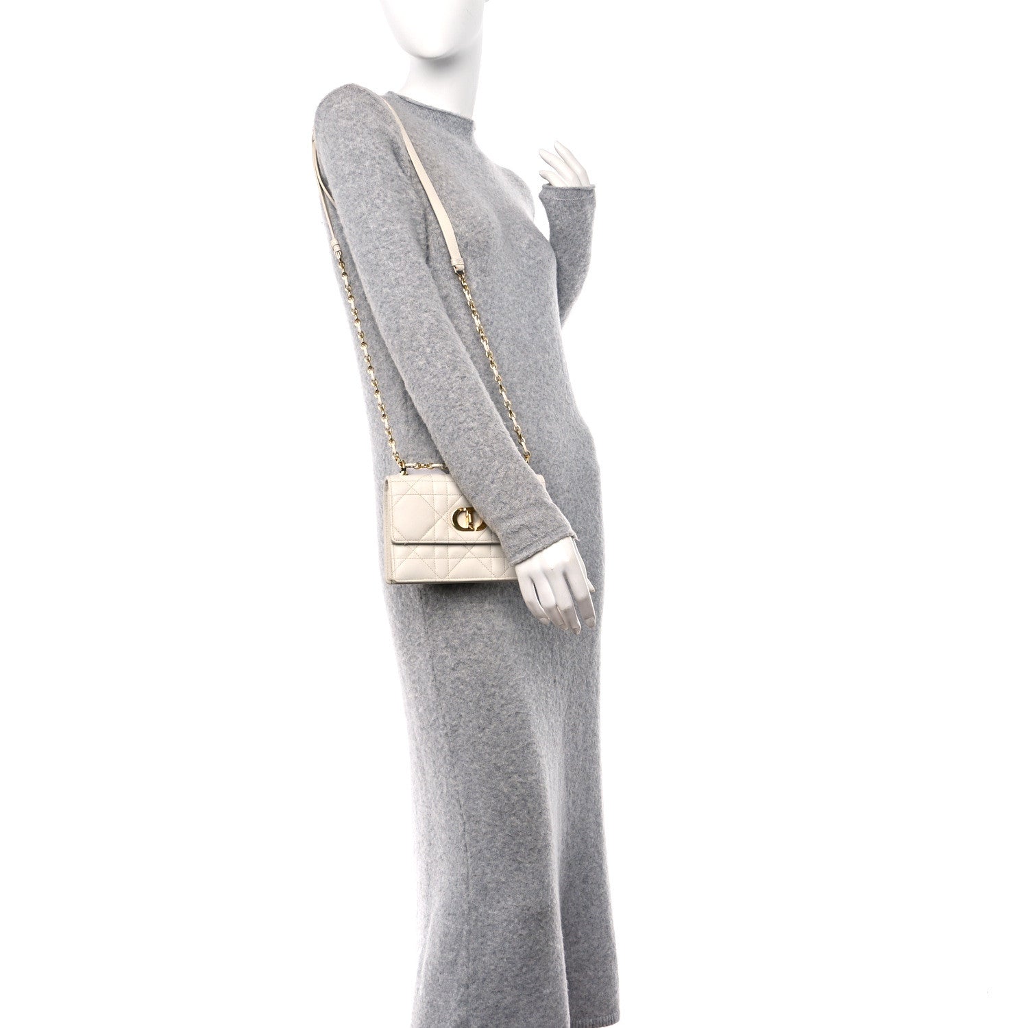 Christian Dior Lambskin Macrocannage Mini Miss Caro Bag Latte 2 of 11