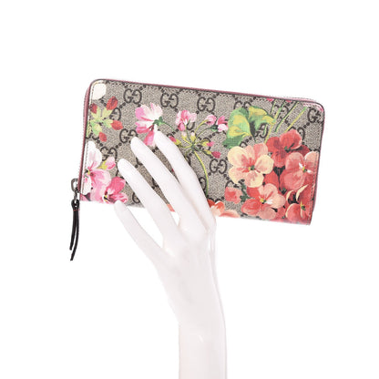 Gucci GG Supreme Monogram Blooms Zip Around Wallet Beige Multicolor Dry Rose 2 of 8
