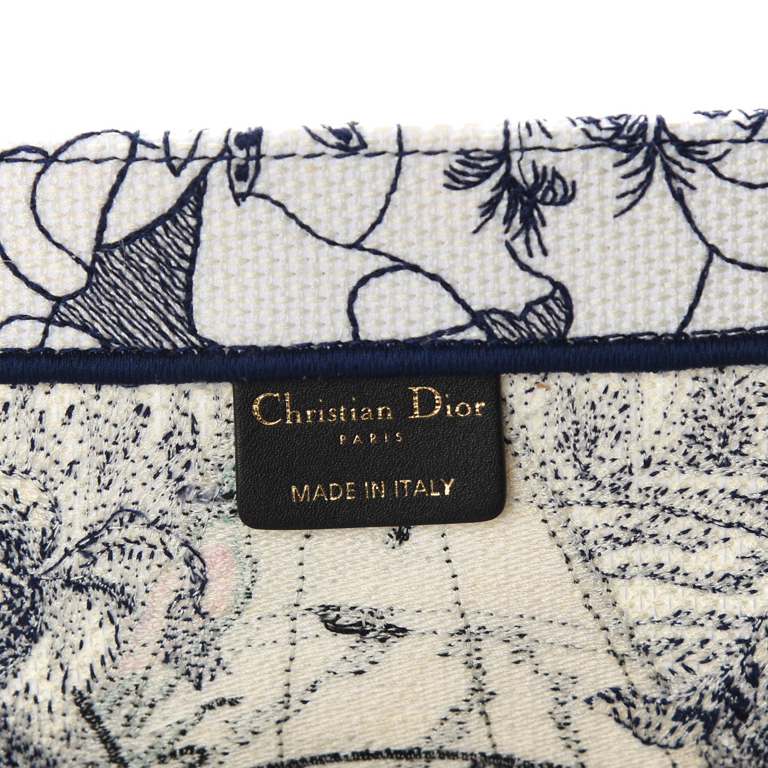 Christian Dior Canvas Embroidered Large Around The World Book Tote Blue 6 of 9