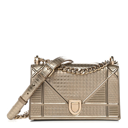 Christian Dior Metallic Patent Micro-Cannage Small Diorama Flap Bag Gold 1 of 12
