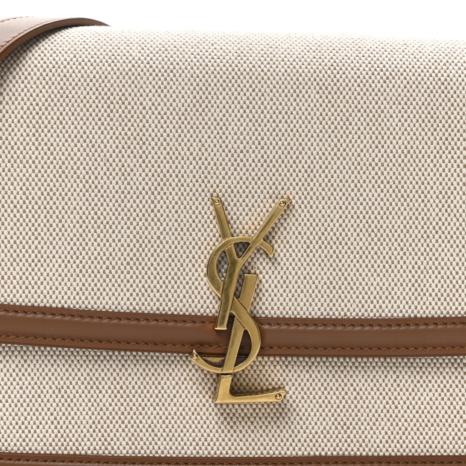 Saint Laurent Canvas Calfskin Medium Solferino Satchel Beige Brick 7 of 9