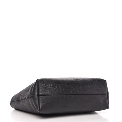 Saint Laurent Calfskin Crocodile Embossed Large Shopper Tote Black 5 of 12