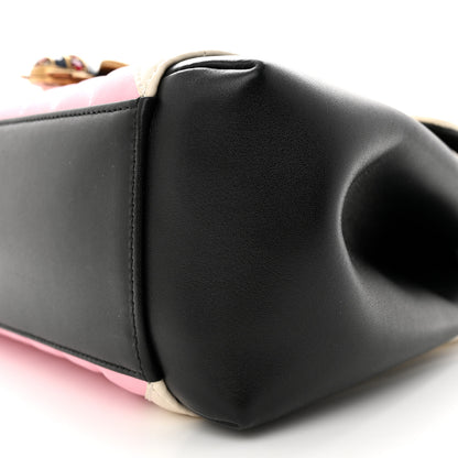 Gucci Calfskin Bamboo Trapuntata Queen Margaret Top Handle Bag Blue Agata Hibiscus Red Mystic White Sugar Pink 10 of 12