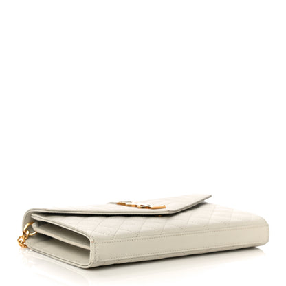 Saint Laurent Grain De Poudre Mixed Matelasse Triquilt Monogram Chain Wallet Crema Soft 4 of 11