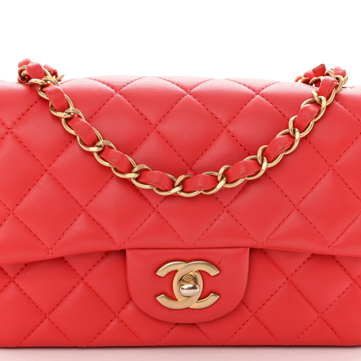 Chanel Lambskin Quilted Mini Rectangular Flap Red 8 of 10