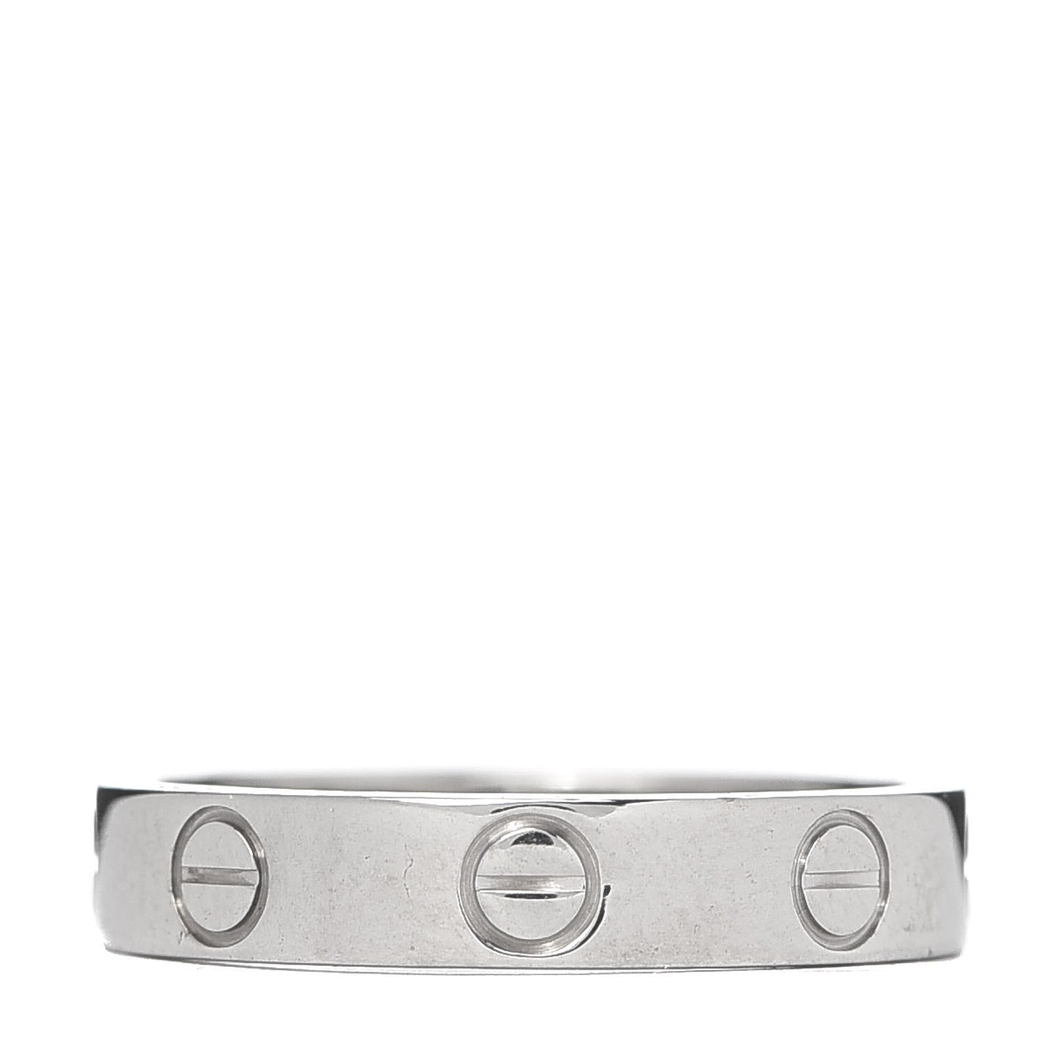 Cartier 18K White Gold 3.5mm LOVE Wedding Band Ring 49 4.75 3 of 5