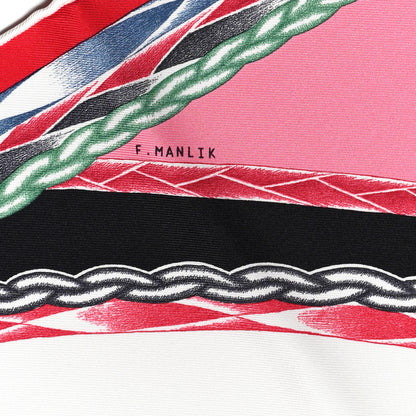 Hermes Silk Robe Du Soir Scarf 90 Rouge White Lavande 3 of 5