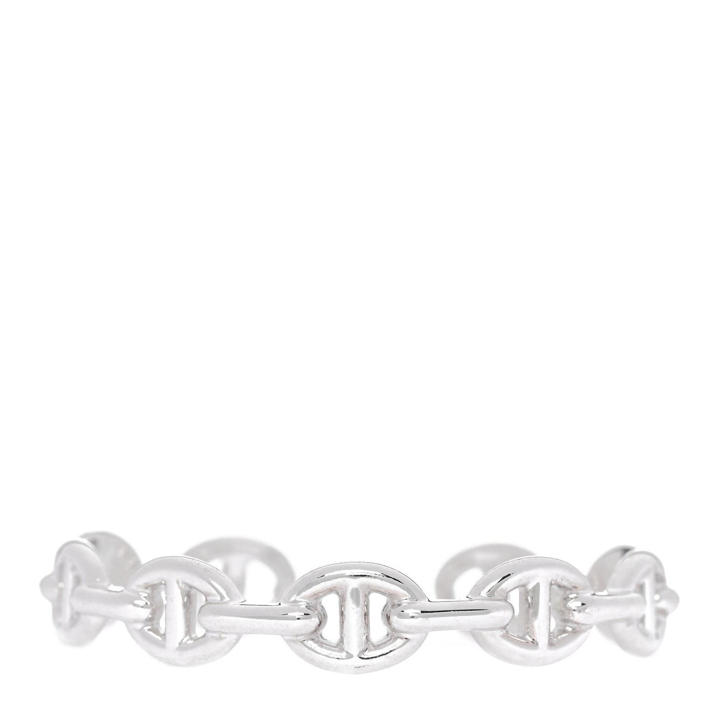 Sterling Silver MM Chaine d'Ancre Enchainee Cuff Bracelet LG
