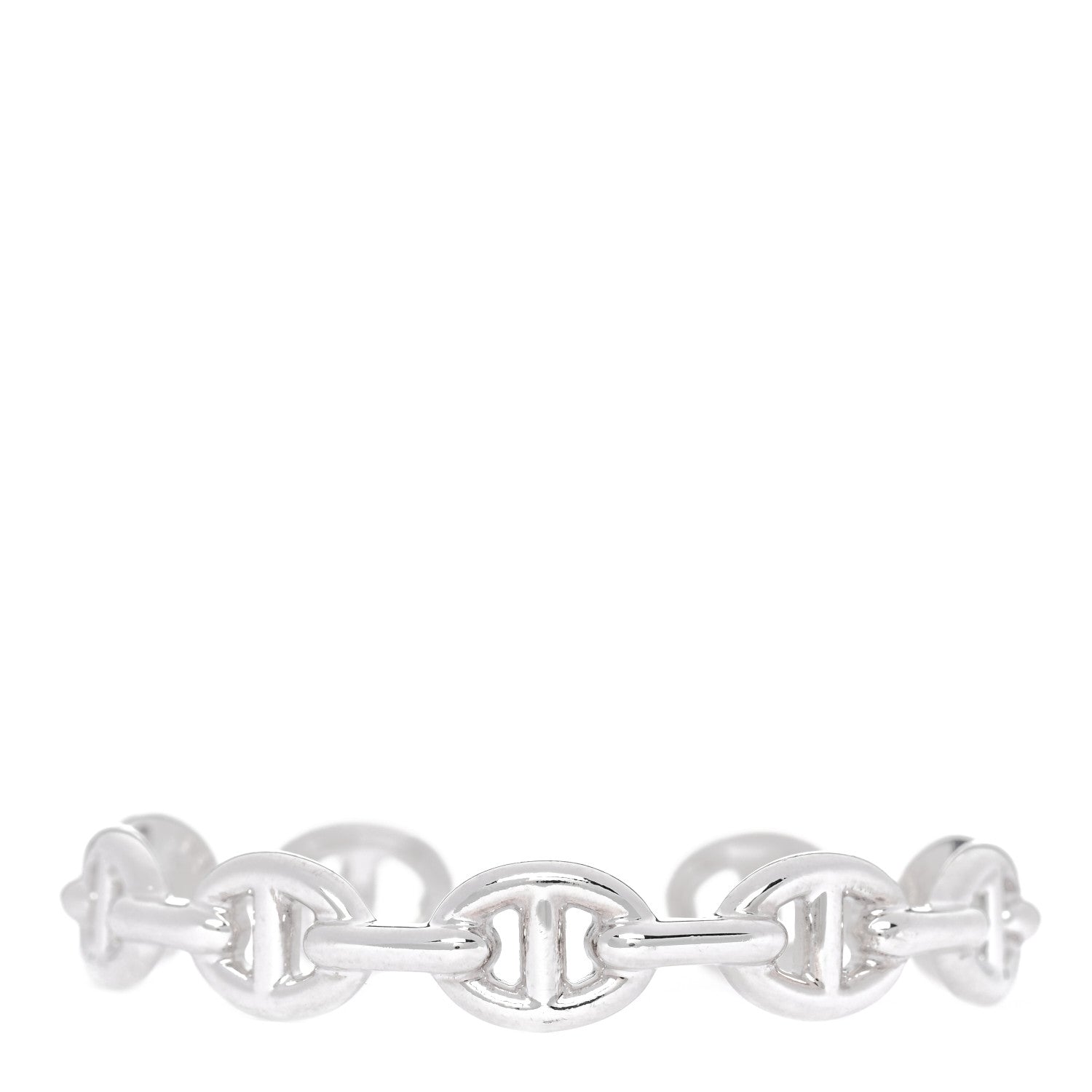 Hermes Sterling Silver MM Chaine d'Ancre Enchainee Cuff Bracelet LG 1 of 4
