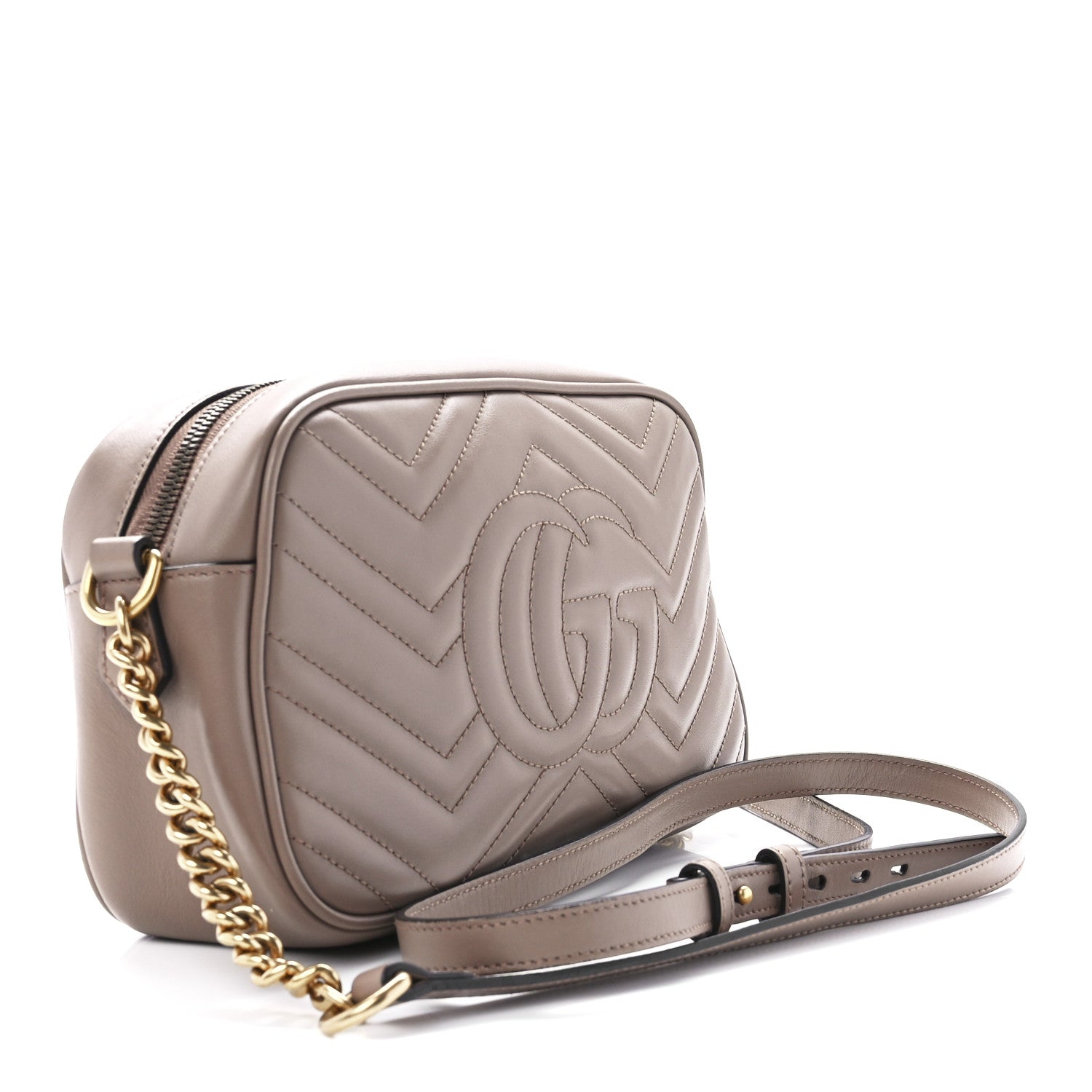 Gucci Calfskin Matelasse Small GG Marmont Chain Shoulder Bag Porcelain Rose 3 of 12