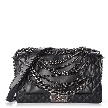 Chanel Calfskin Enchained Medium Boy Flap Black 1 of 7