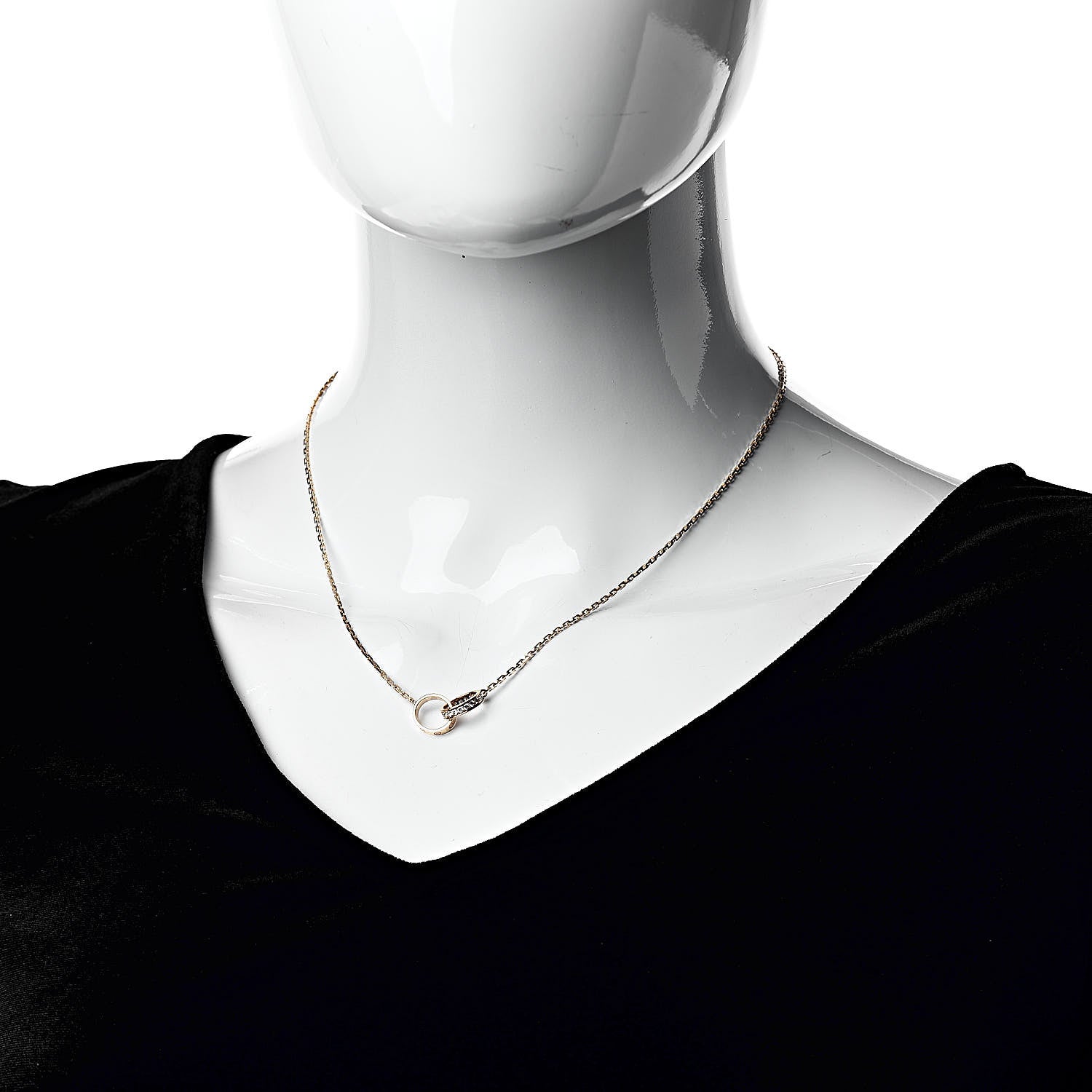 Cartier 18K Pink Gold Diamond Interlocking LOVE Necklace 2 of 6
