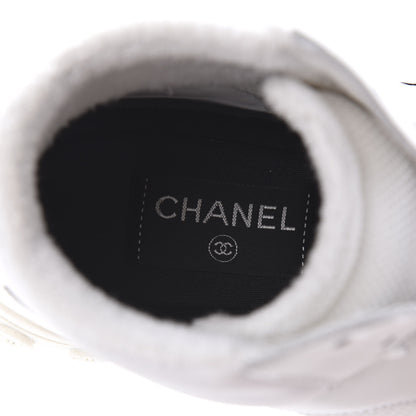 Chanel Calfskin Mesh Lycra Womens Logo High Top Sneakers 39 White 7 of 8