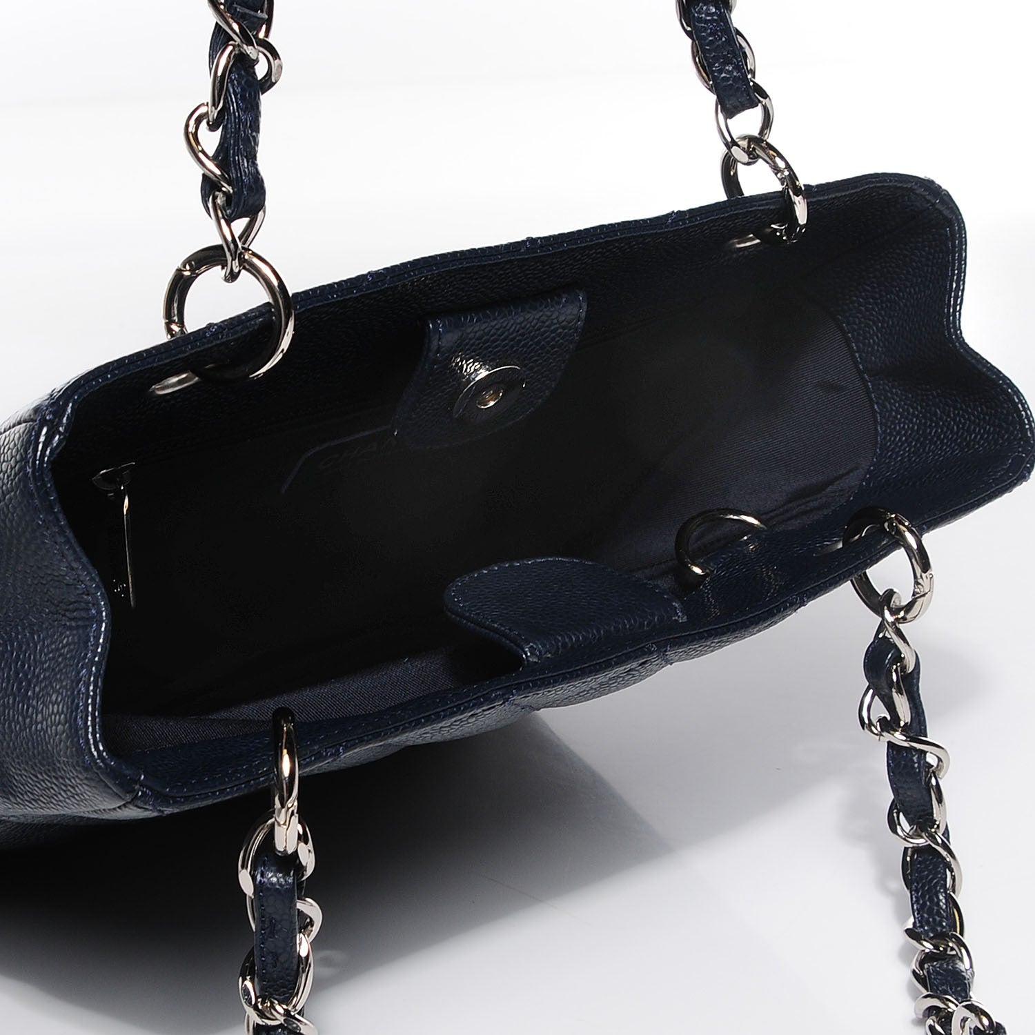 Chanel Caviar Quilted Petit Shopping Tote PST Dark Blue 7 of 8