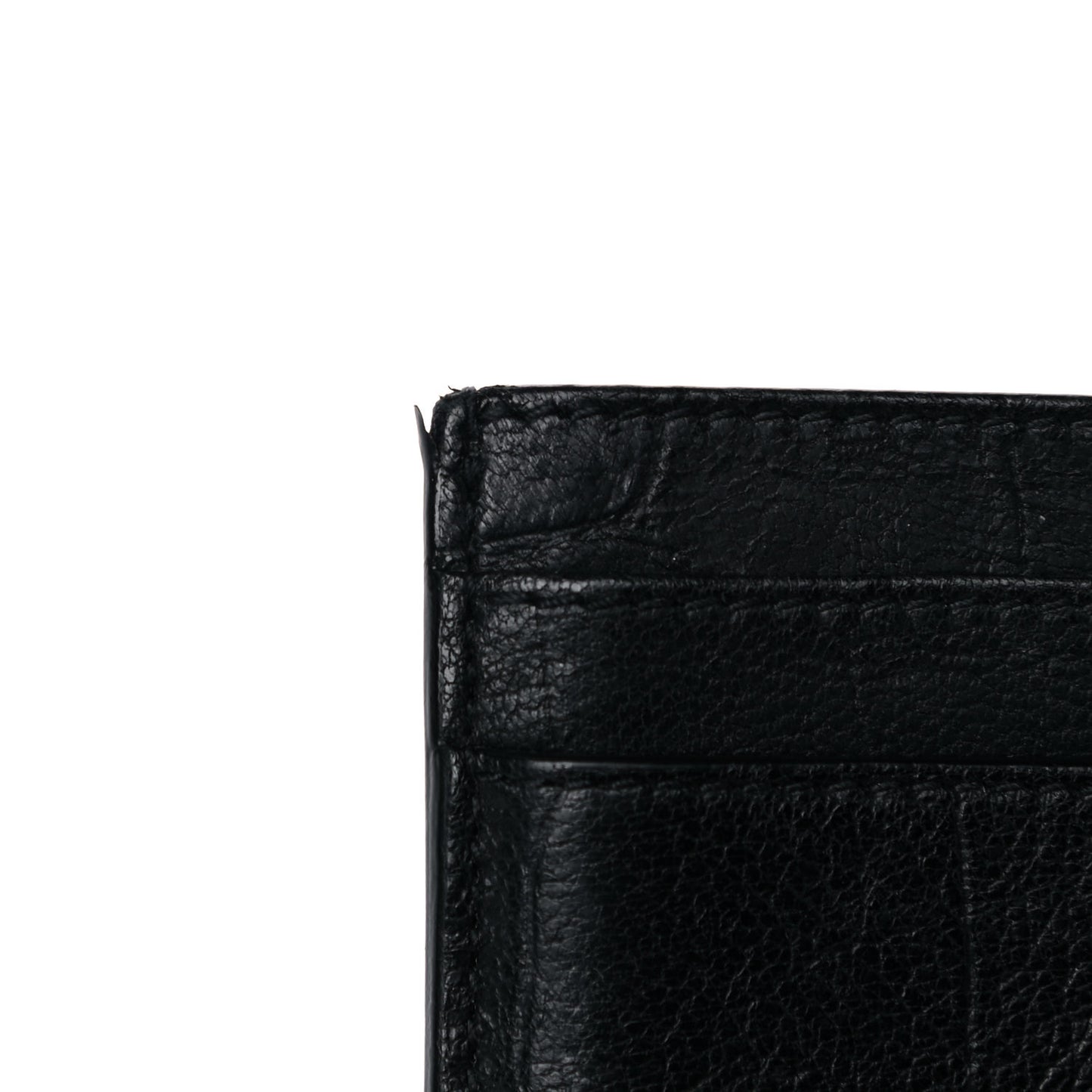 Calfskin Crocodile Embossed Monogram Credit Card Case Black
