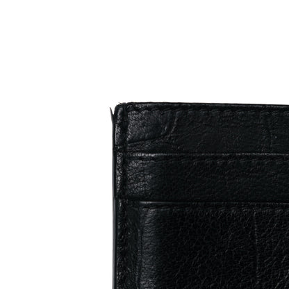 Saint Laurent Calfskin Crocodile Embossed Monogram Credit Card Case Black 10 of 11