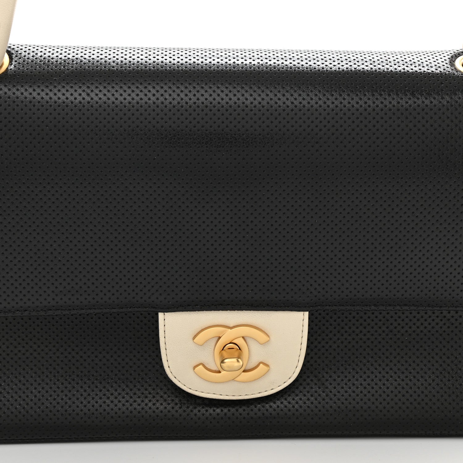 Chanel Lambskin Perforated Medium Single Flap Bag Black White 8 of 11