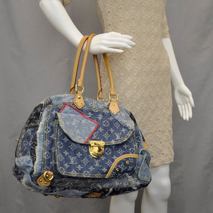 Louis Vuitton Denim Patchwork Bowly Blue 2 of 9