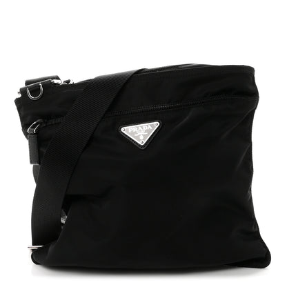 Prada Tessuto Nylon Saffiano Flat Messenger Bag Black 1 of 10