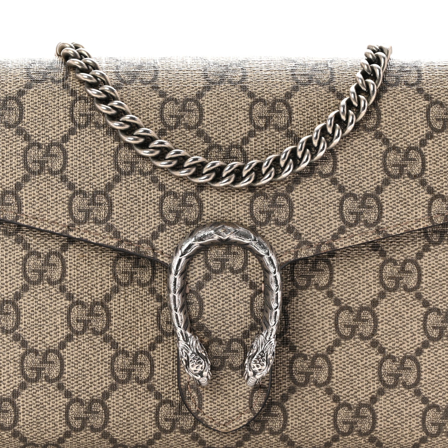 GG Supreme Monogram Mini Dionysus Chain Wallet Beige Taupe