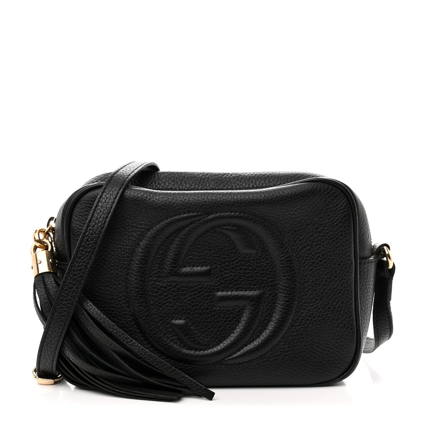 Pebbled Calfskin Small Soho Disco Bag Black