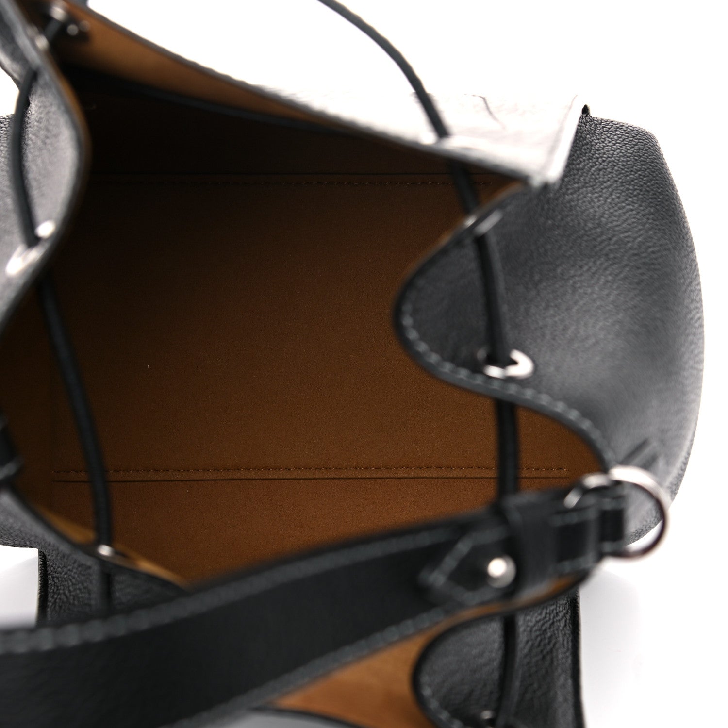 MCM Visetos Calfskin Drawstring Bucket Bag Black 6 of 10