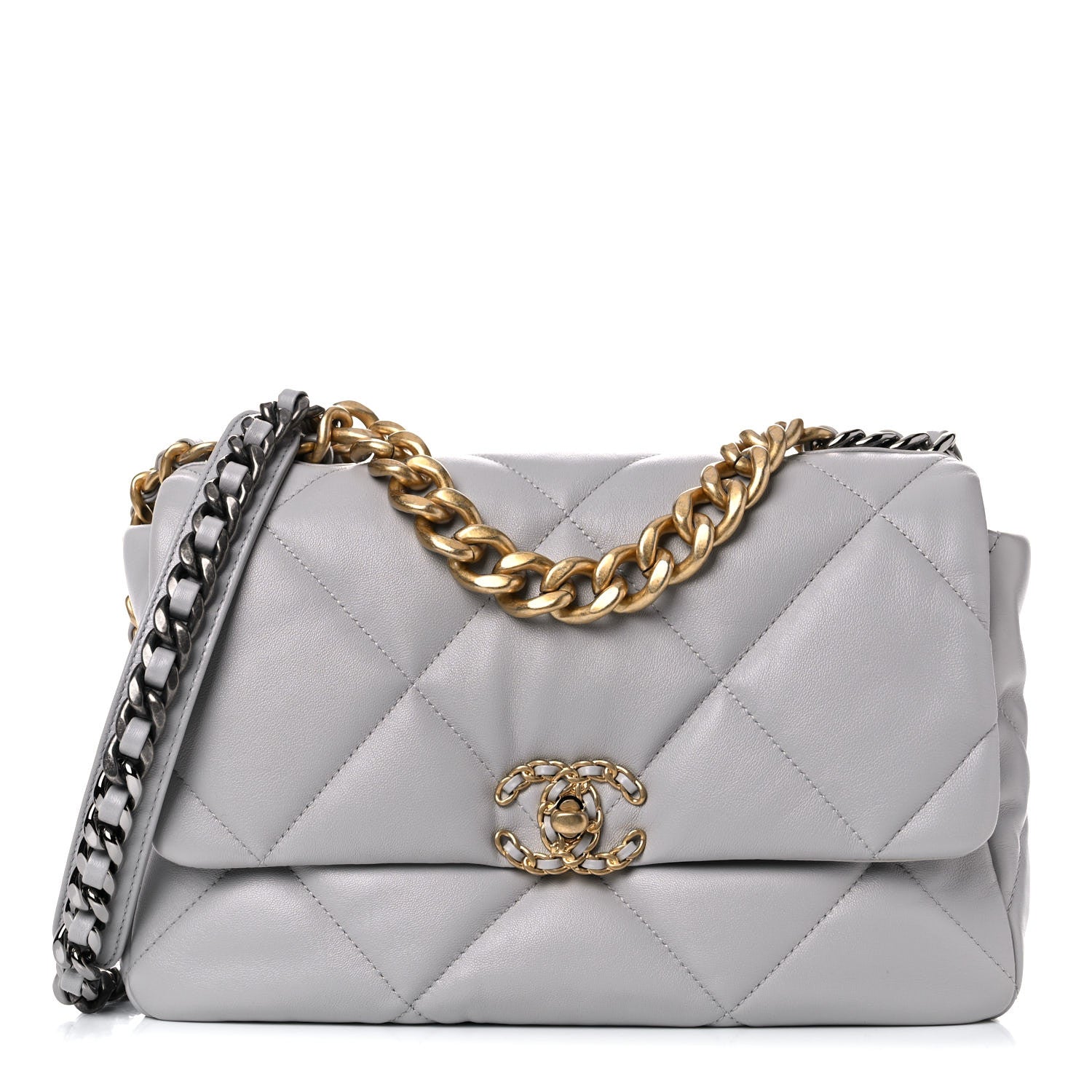 Chanel Lambskin Quilted Large Chanel 19 Flap Grey 1 of 10
