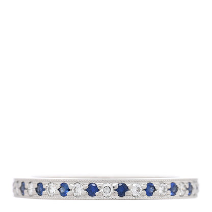 Tiffany Platinum Diamond Blue Sapphire Legacy Eternity Band Ring 51 5.75 1 of 4