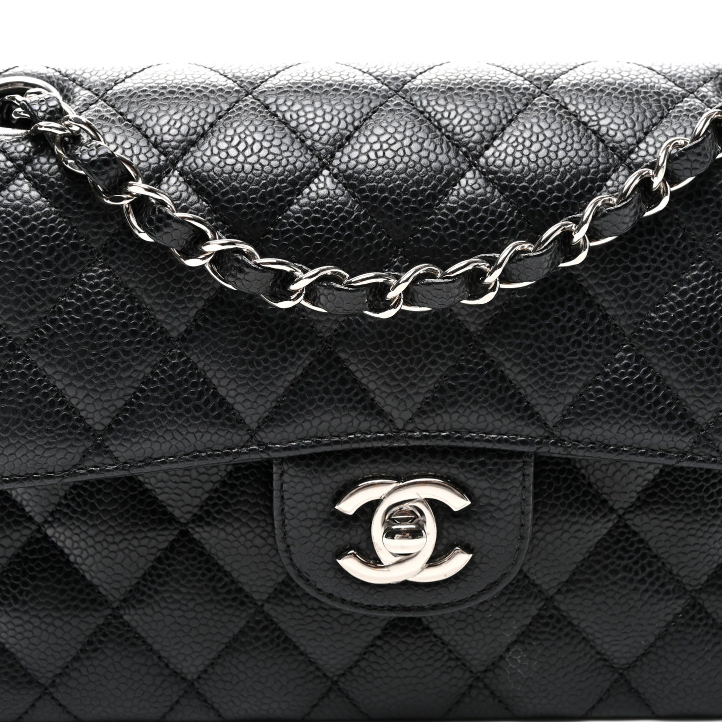 Caviar Quilted Small Double Flap Black