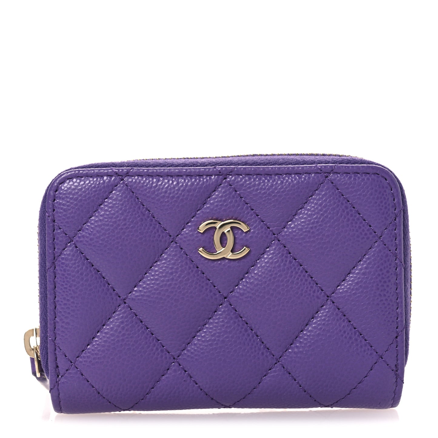 Caviar Quilted Zip Coin Purse Purple