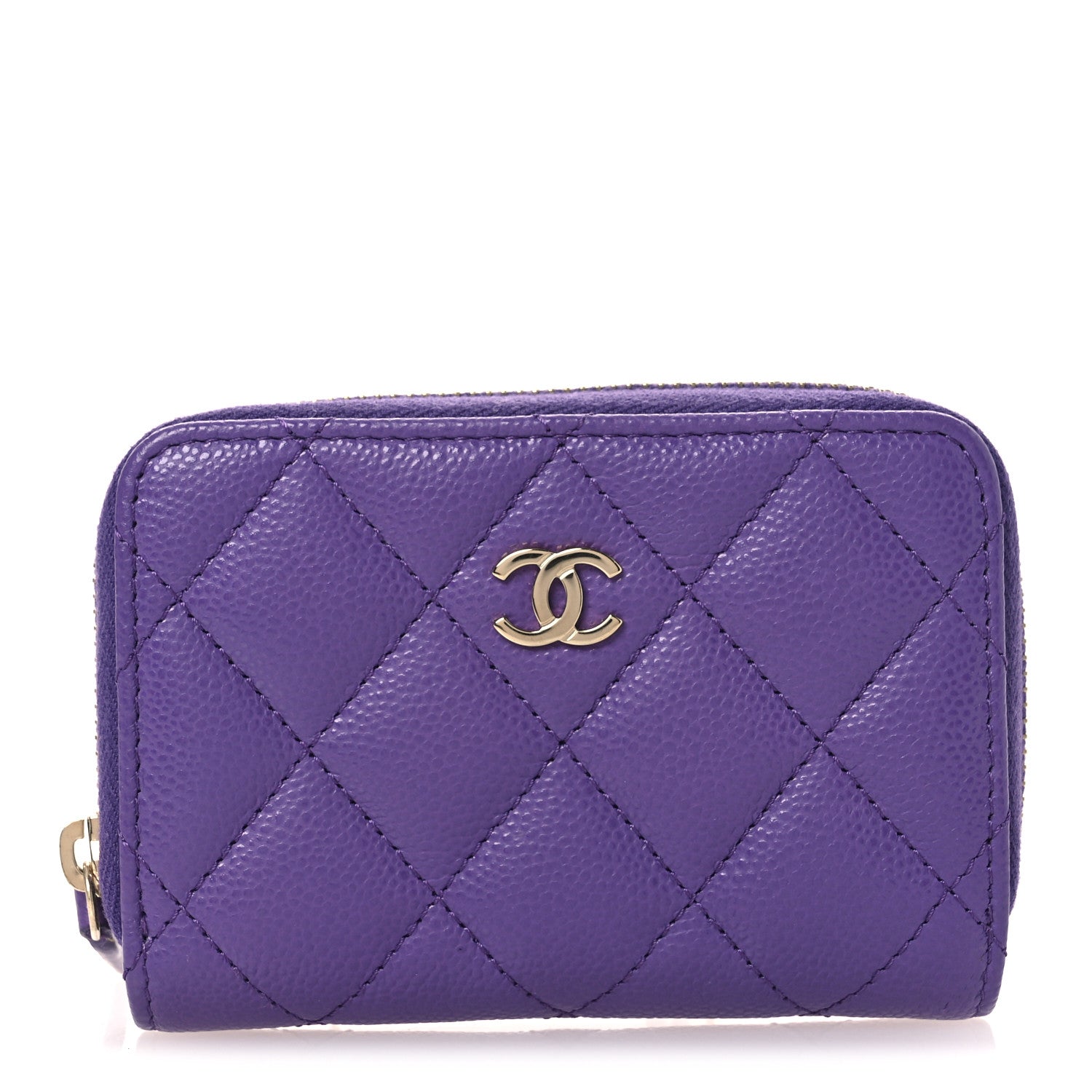 Chanel Caviar Quilted Zip Coin Purse Purple 1 of 8