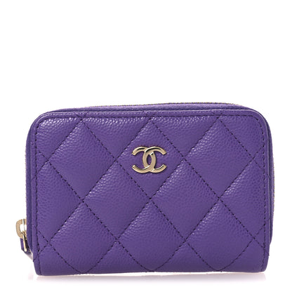 Chanel Caviar Quilted Zip Coin Purse Purple 1 of 8