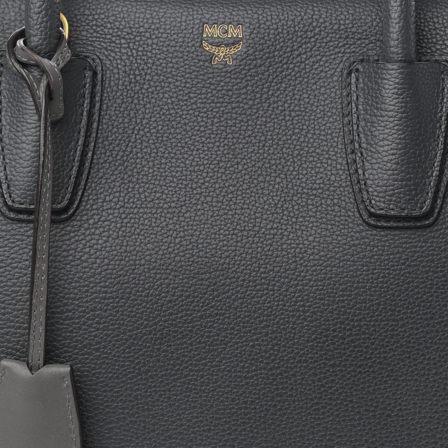MCM Grained Calfskin Large Milla Tote Phantom Grey 9 of 14