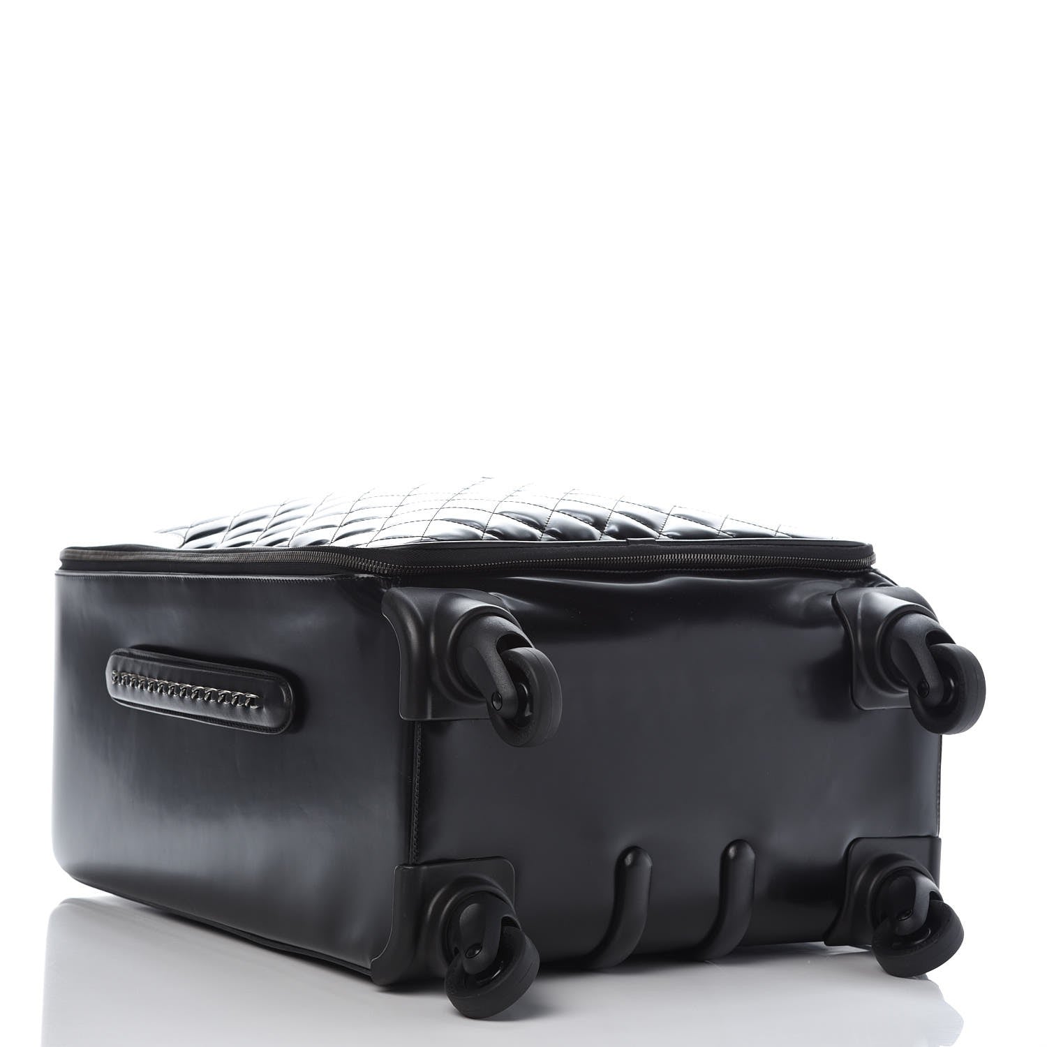 Chanel Vinyl Calfskin Quilted Coco Case Trolley Rolling Luggage Black 4 of 8
