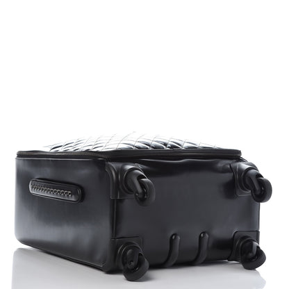 Chanel Vinyl Calfskin Quilted Coco Case Trolley Rolling Luggage Black 4 of 8