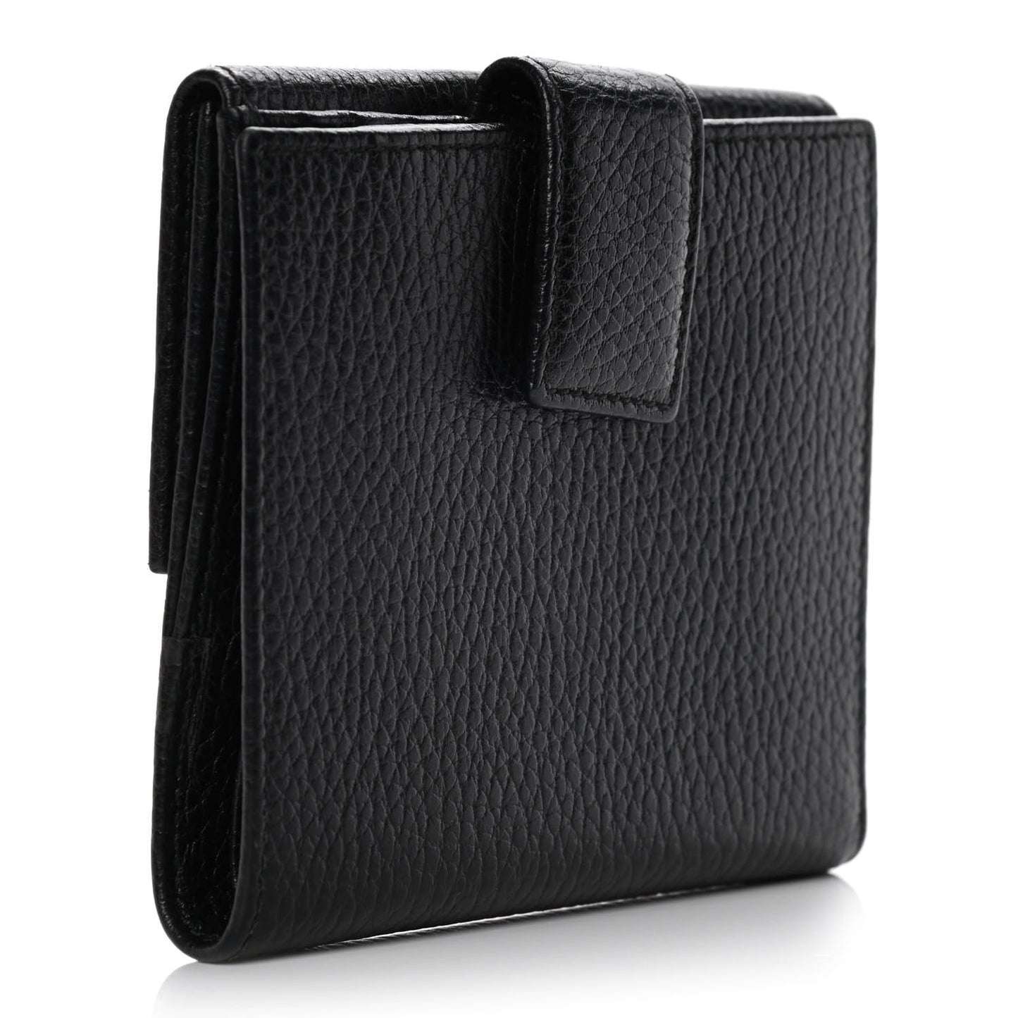 Dollar Calfskin Double G French Flap Wallet Black