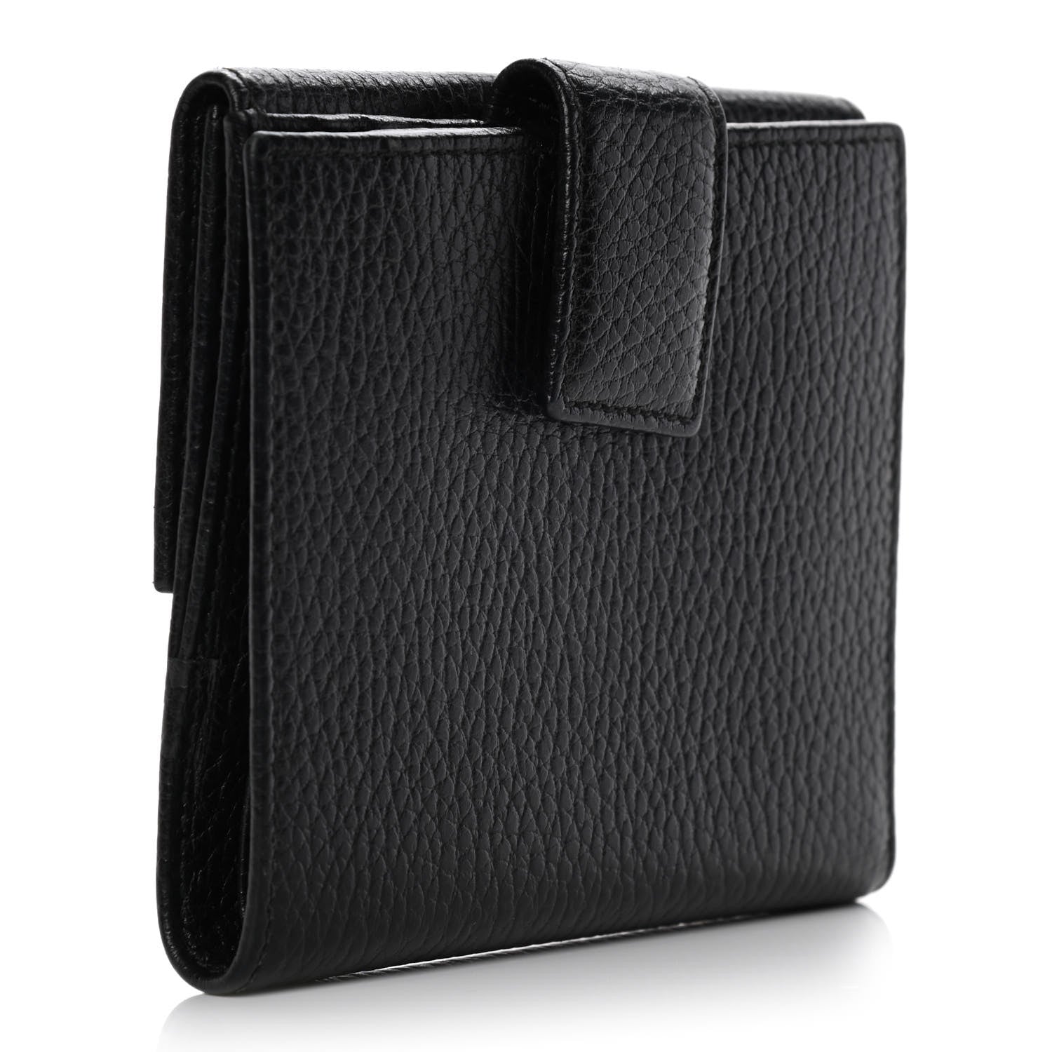 Gucci Dollar Calfskin Double G French Flap Wallet Black 3 of 14