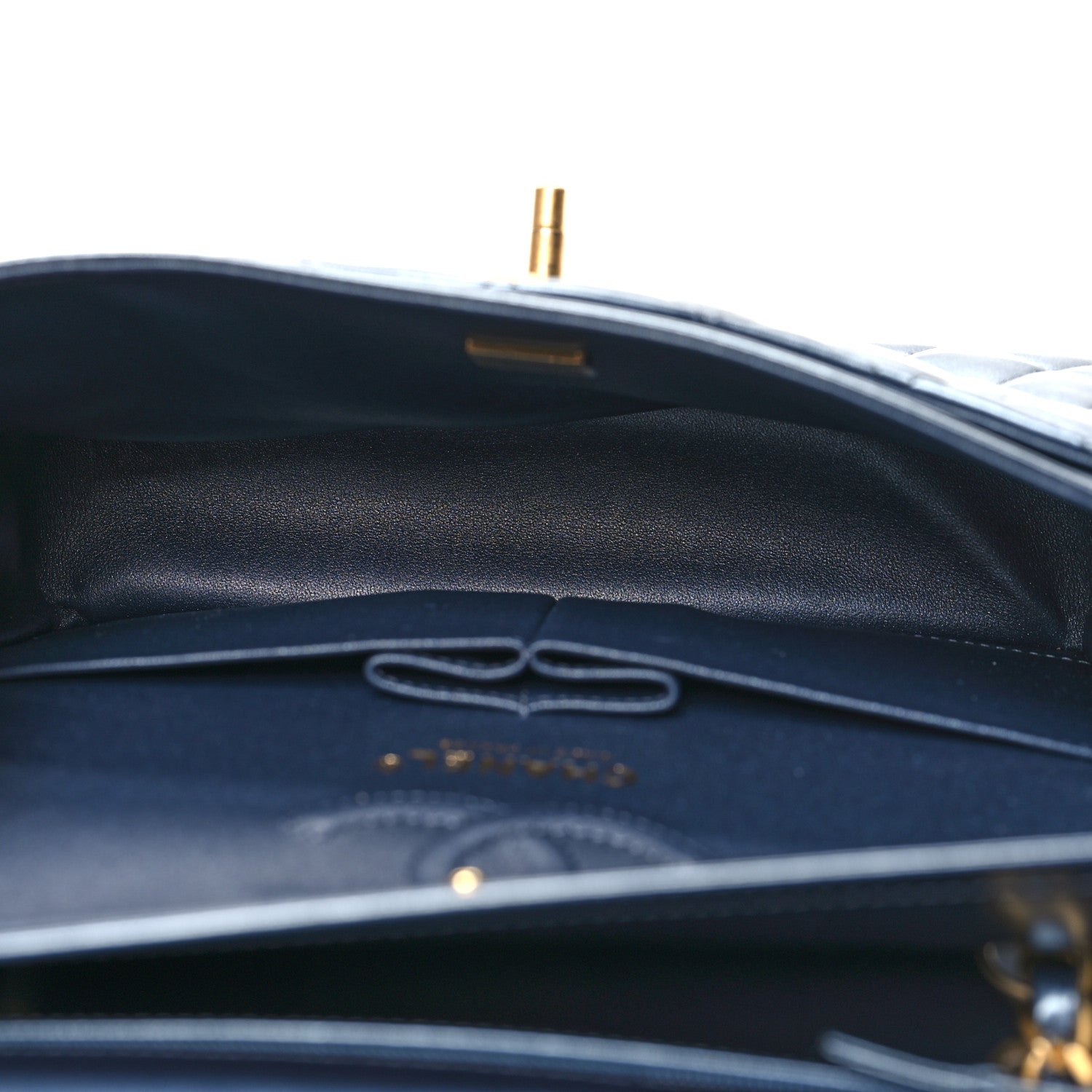 Chanel Metallic Lambskin Quilted Small Double Flap Dark Blue 5 of 11