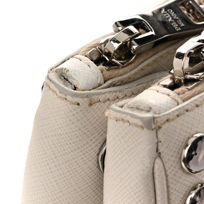 Prada Saffiano Lux Studded Crystal Medium Galleria Double Zip Tote Talco 24 of 31