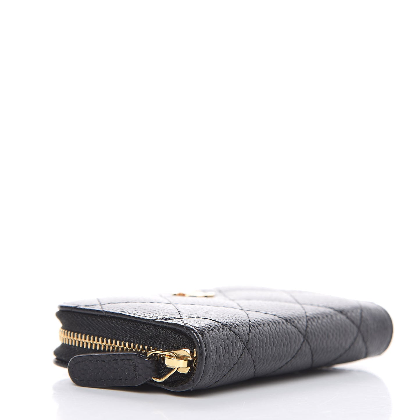 Caviar Quilted Zip Coin Purse Black