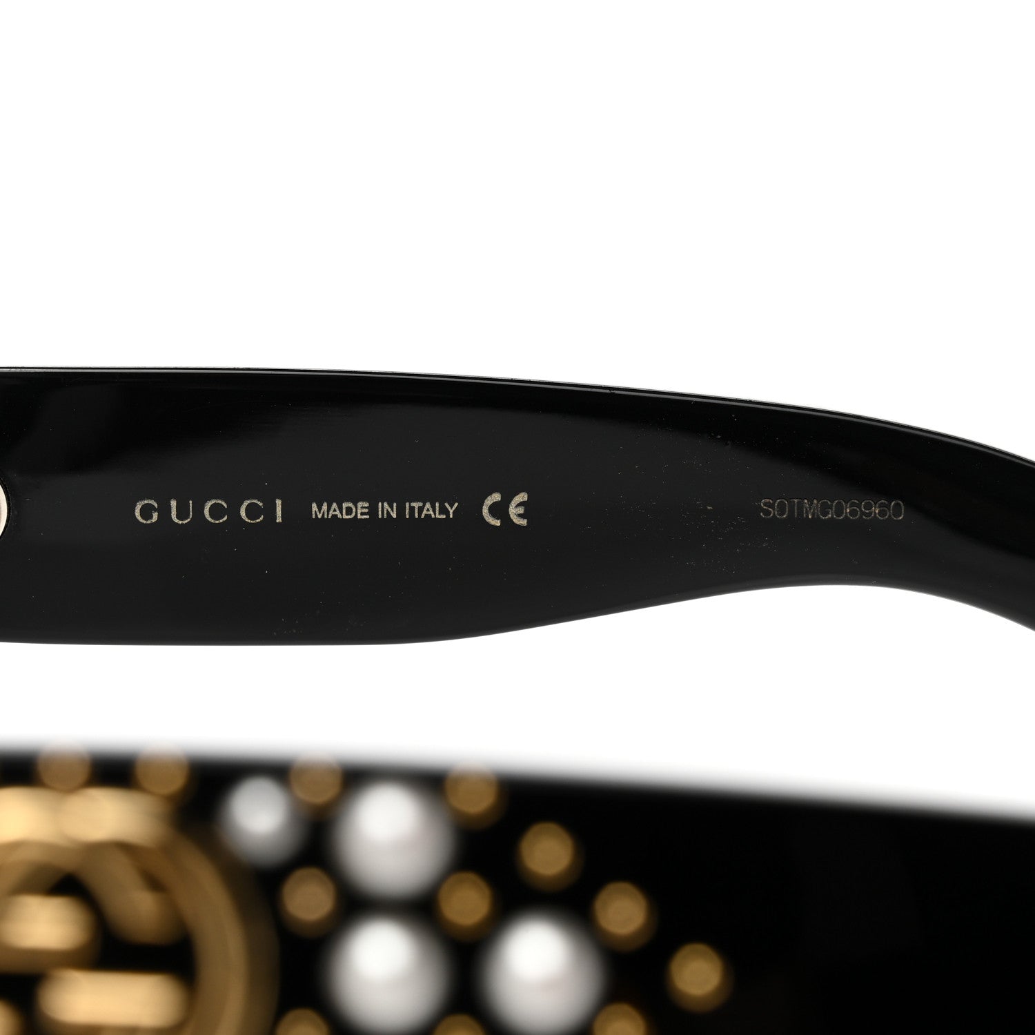 Gucci Acetate Pearl Rectangular Frame Sunglasses GG0234S Black 6 of 8