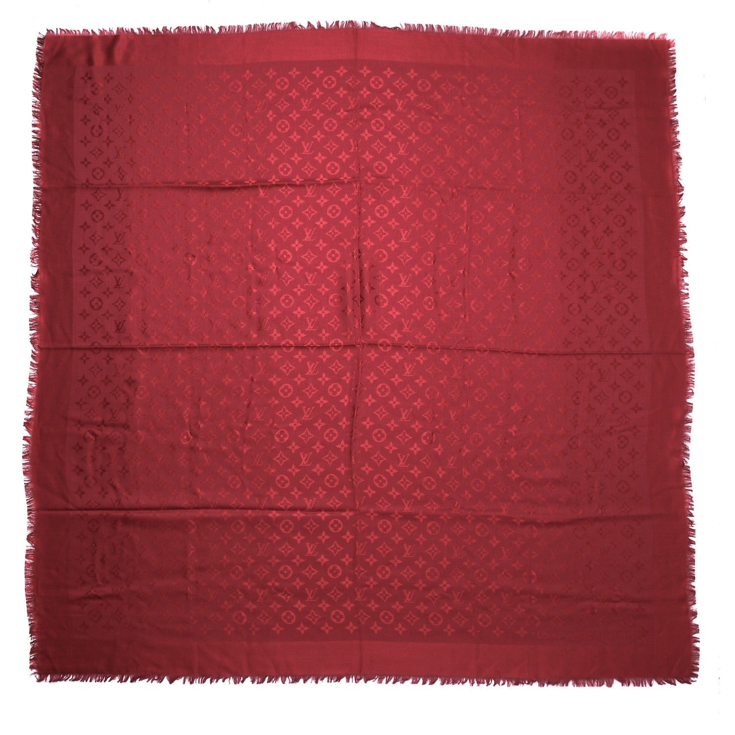 Louis Vuitton Silk Wool Monogram Shawl Pomme D'Amour 1 of 8
