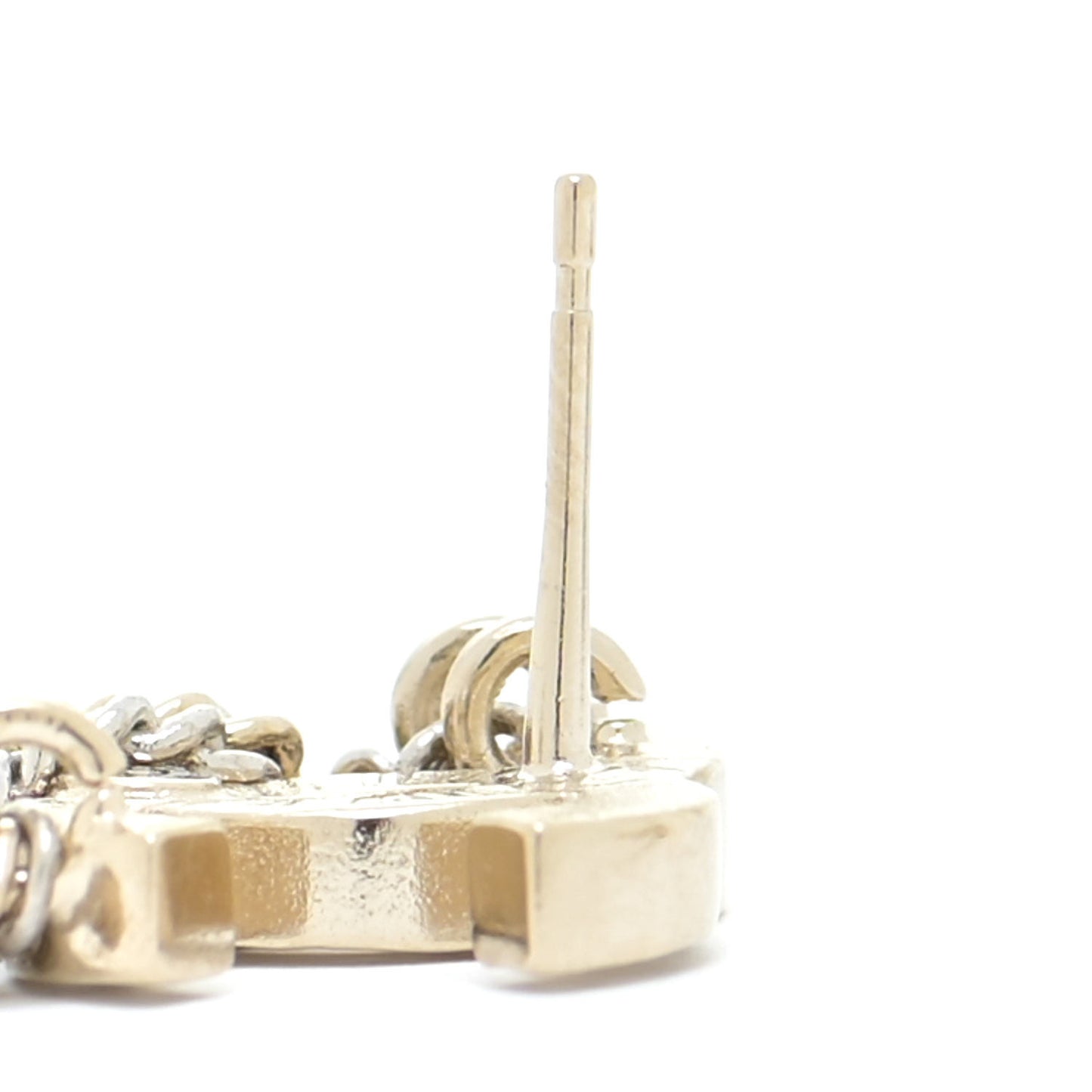 Crystal Chain CC Earrings Gold