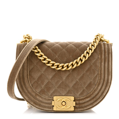 Chanel Velvet Quilted Small Boy Messenger Bag Beige 1 of 10