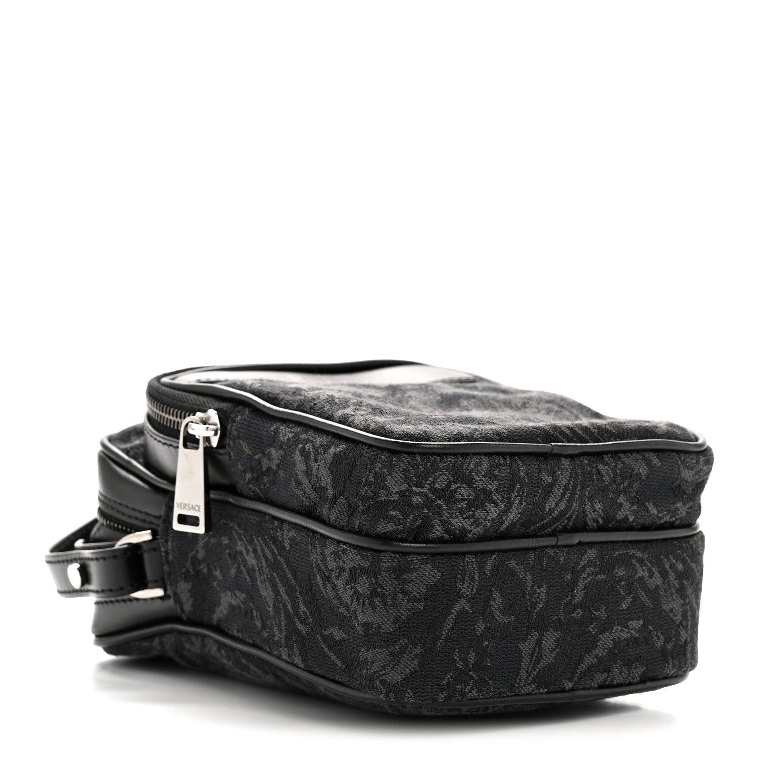 Versace Fabric Jacquard Calfskin Small Barocco Crossbody Bag Black 4 of 11