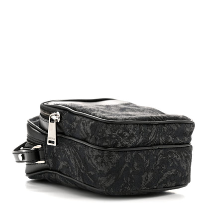 Versace Fabric Jacquard Calfskin Small Barocco Crossbody Bag Black 4 of 11