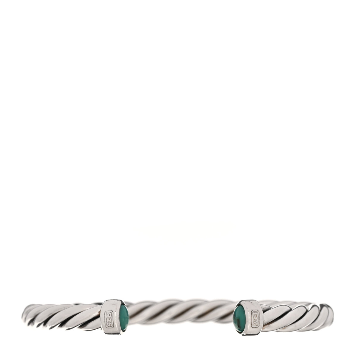 David Yurman Sterling Silver Turquoise 6mm Cable Classic Cuff Bracelet 1 of 3