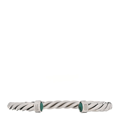 David Yurman Sterling Silver Turquoise 6mm Cable Classic Cuff Bracelet 1 of 3