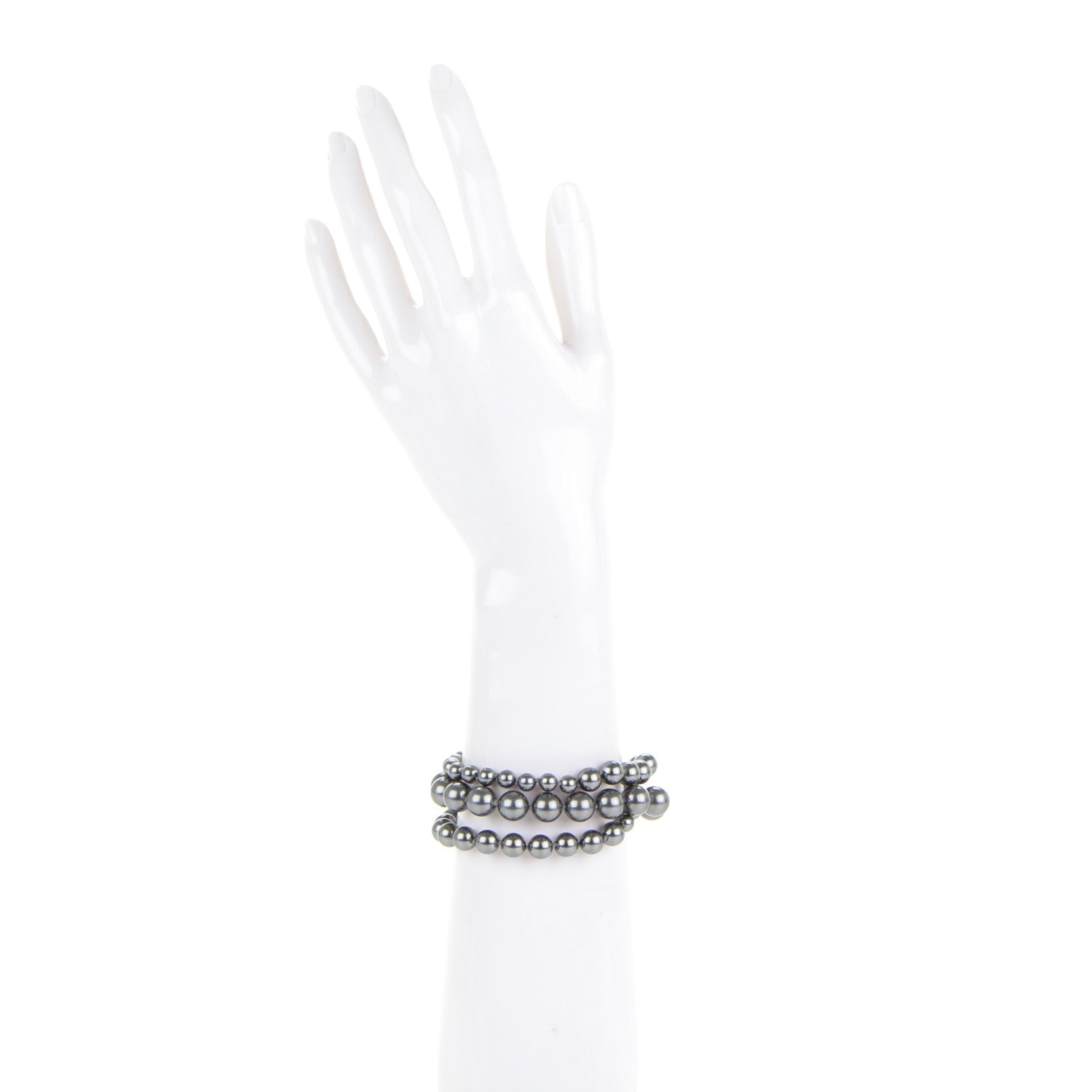 Chanel Pearl Bead CC Multistrand Bracelet Pearly Grey 2 of 4